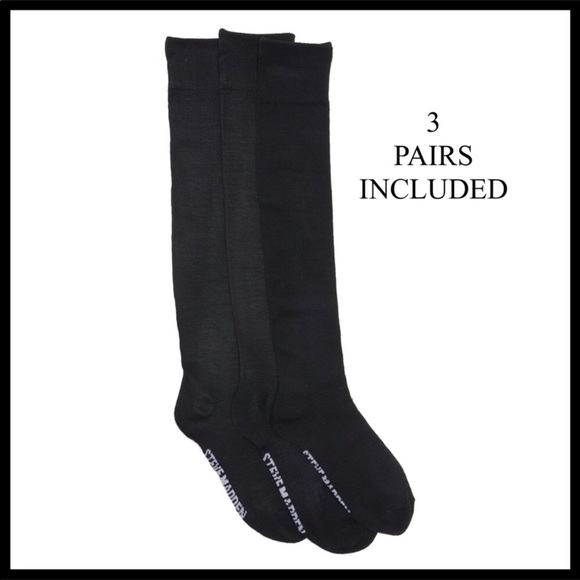 STEVE MADDEN 3 BLACK TALL KNEE HIGH BOOT SOCKS A3C - Picture 14 of 16